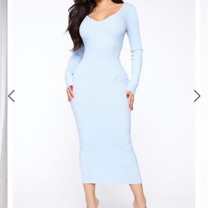 Fashionnova Blue Knit Dress sz Large!